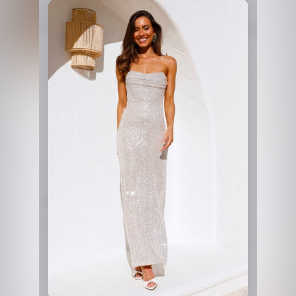 Silver/gold long sequin dress - Picture 1 of 6